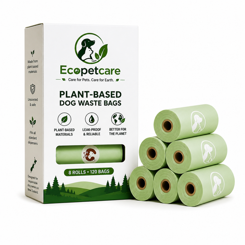 Eco-friendly Leakproof plant-based dog poop bags 120 bags 8 rolls extra thick odor resistant pet waste bags